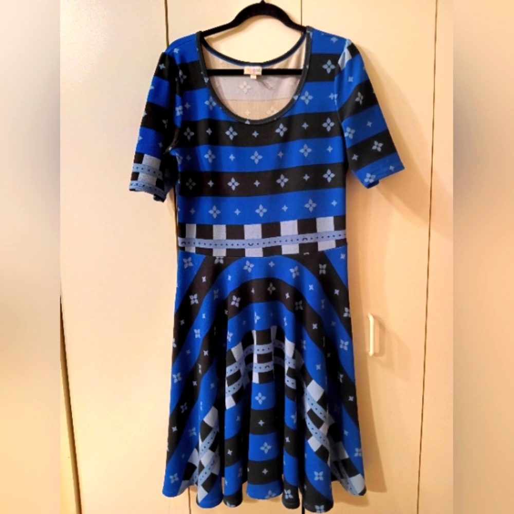 Lul La Roe Blue and Black Patterned Women's Dress Like New!!!
